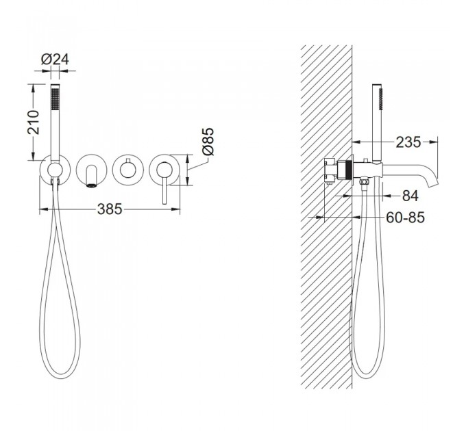 Змішувач для ванни Blue Water BOSTON BOS-ZWP.200 Графіт (Gun metal)