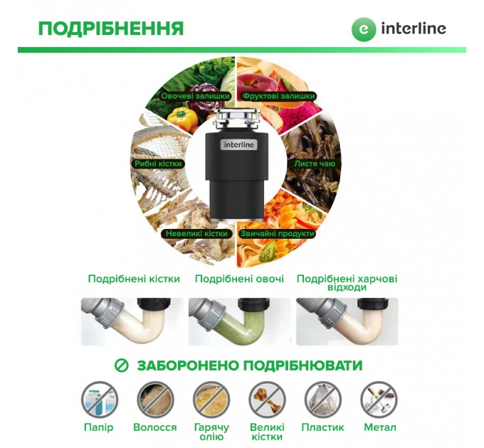 Измельчитель пищевых отходов Interline Model INT 90