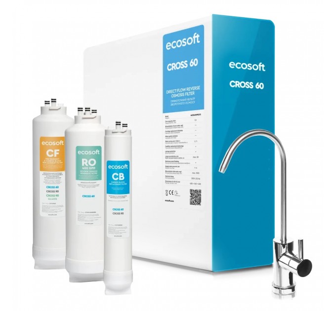 Компактний розумний фільтр зворотного осмосу Ecosoft CROSS60
