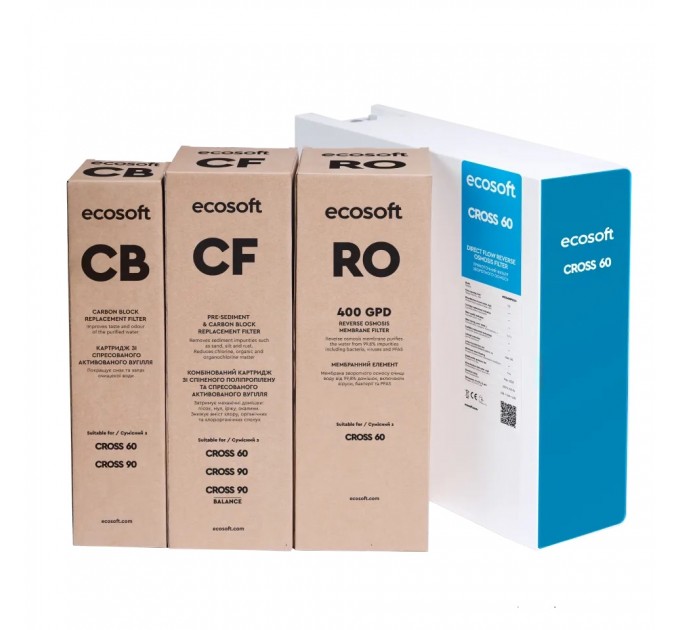 Компактний розумний фільтр зворотного осмосу Ecosoft CROSS60