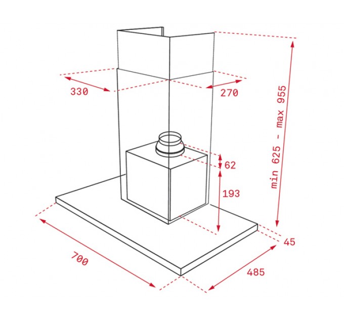 Витяжка кухонна Teka DLH 786 T (40487181) нержавіюча сталь / чорне скло