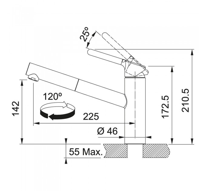 Смеситель кухонный Franke Orbit Pull Out (115.0623.057) оникс