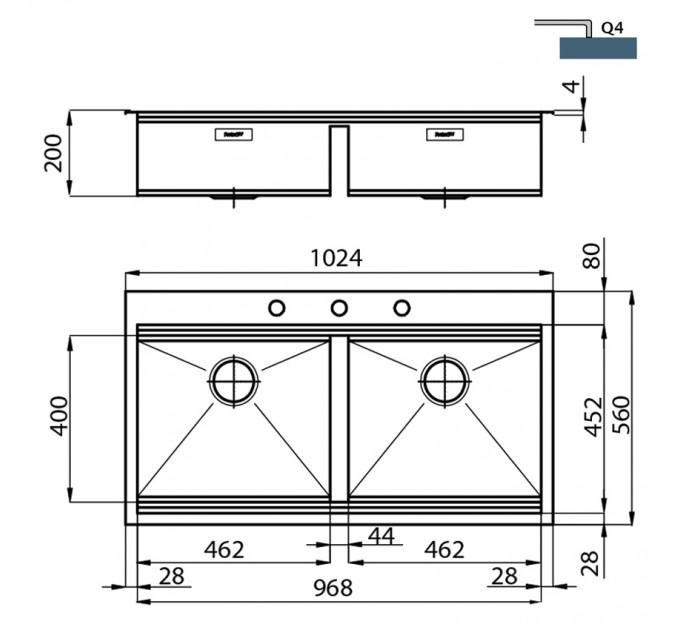 Кухонна мийка Foster Milano 102х56 1020 050
