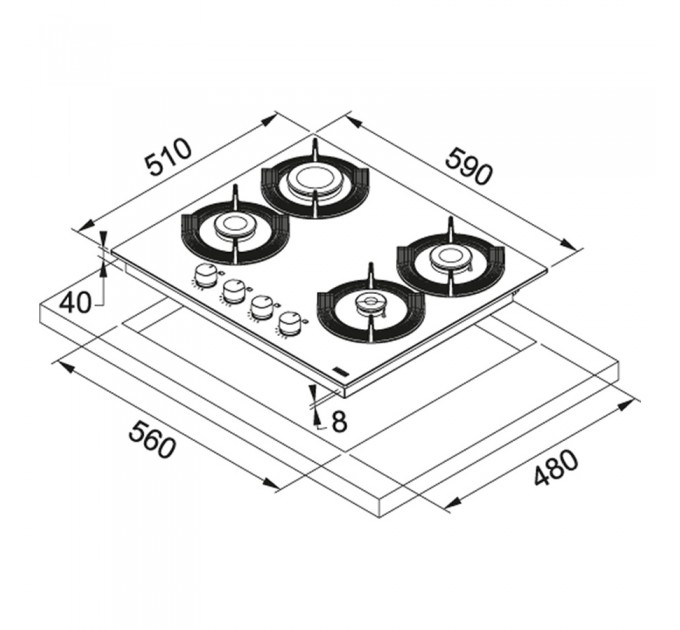 Газовая варочная поверхность Franke FHMF 604 4G C BK (106.0541.748) черный