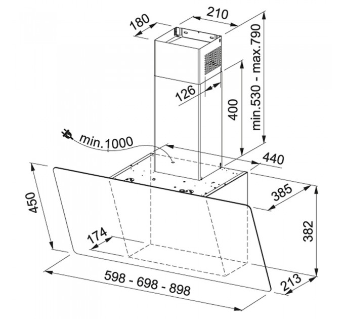Витяжка кухонна Franke Evo Plus FPJ 925 V BK / SS (330.0528.067) чорний