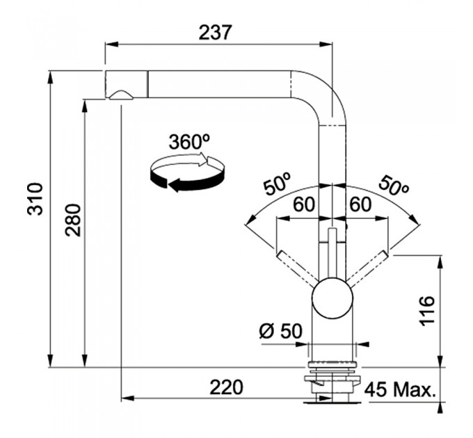Змішувач кухонний Franke Active Plus (115.0373.818) сірий камінь