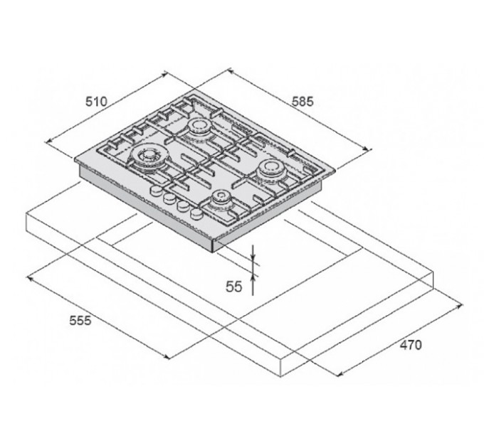 Газова варильна поверхня Fabiano FHG 14-44 VGH-T Black Glass