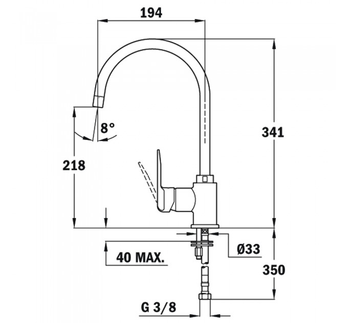 Змішувач кухонний Teka Inca H (IN 995) (53995120FW) хром/граніт (білий)
