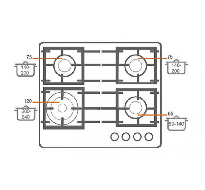 Газова варильна поверхня Fabiano FHG 14-44 VGH-T Black Glass