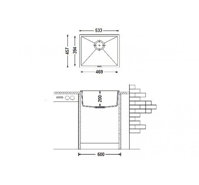 Кухонная мойка Fabiano Quadro 53x46 Antracit