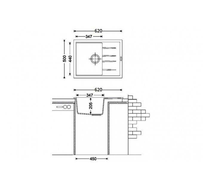 Кухонная мойка Fabiano Classic 62x50 Antracit