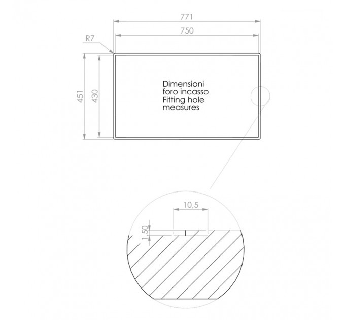 Кухонная мойка CM Filoquadra Filotop 77Х45 11926