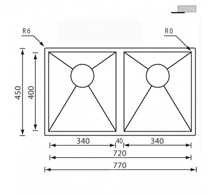 Кухонная мойка CM Filoquadra 77Х45 2V 11919