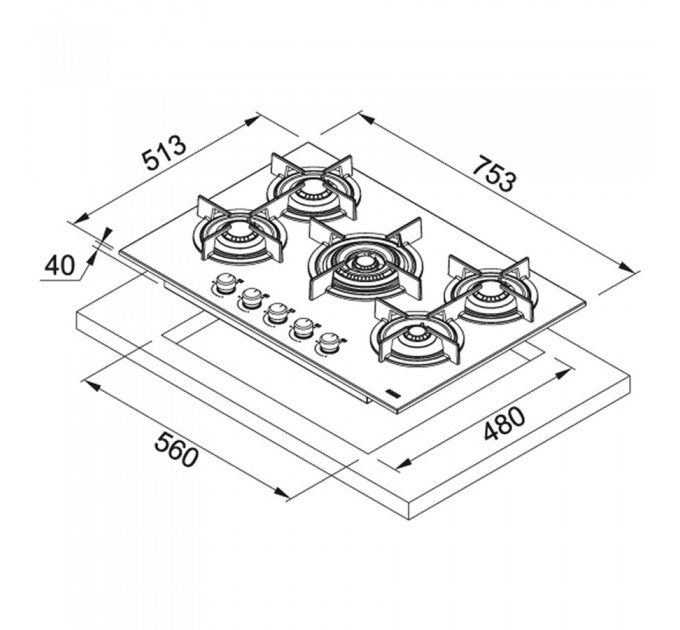 Газовая варочная поверхность Franke FHCR 755 4G TC HE XA C (106.0496.076) нержавеющая сталь