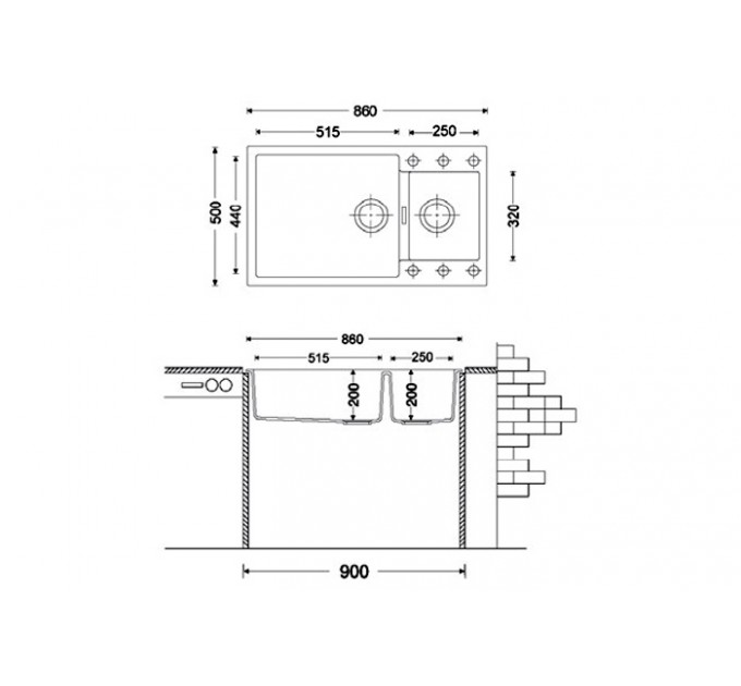 Кухонная мойка Fabiano Quadro 86x50x15 Alpine White