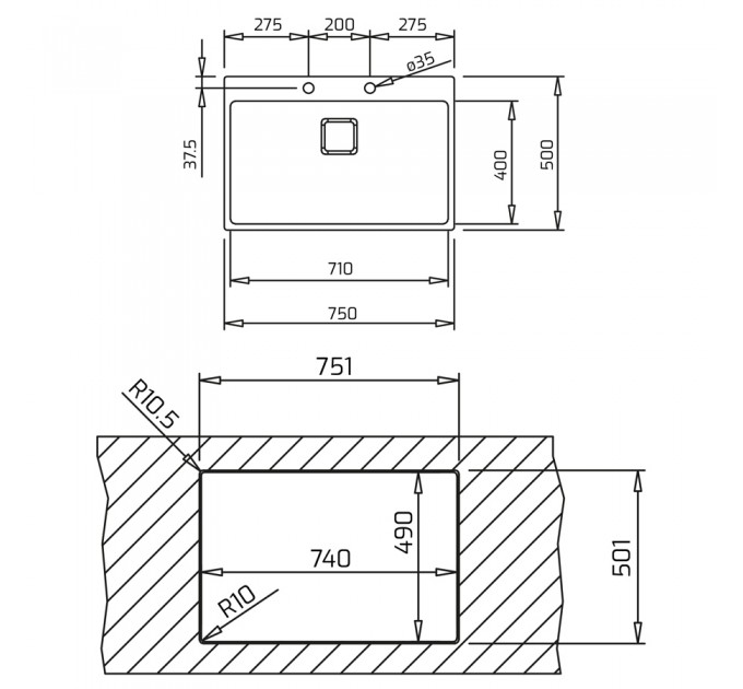 Кухонна мийка ForLinea RS15 71.40 (115000052) нержавіюча сталь