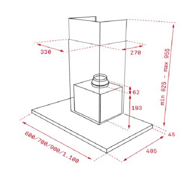 Витяжка кухонна Teka DLH 986 T (40487182) нержавіюча сталь / чорне скло