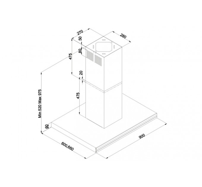 Витяжка кухонна Fabiano Linea Isola Inox Silence+