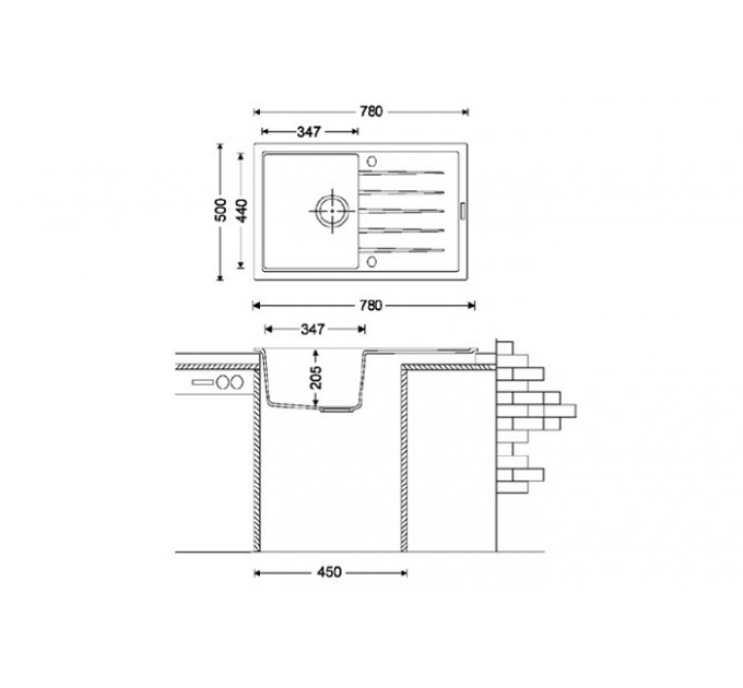 Кухонная мойка Fabiano Classic 78x50 Antracit