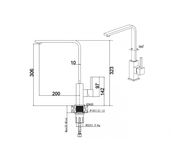 Смеситель кухонный Fabiano FKM 52 SS Antracit