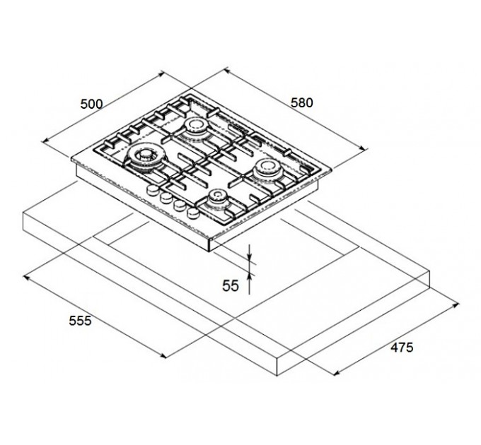 Газова варильна поверхня Fabiano FHG-R 27-44 VGH-T Burgundy