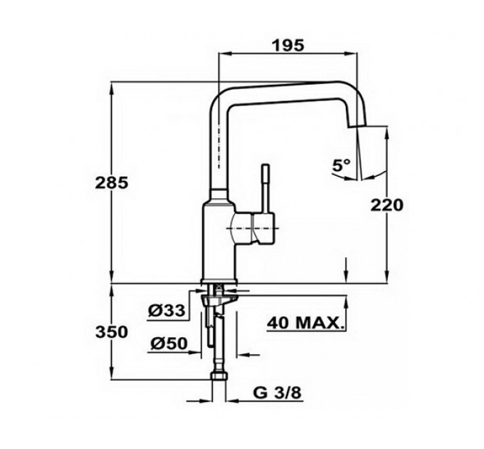 Змішувач кухонний Teka Frame H (FR) (509150210) хром