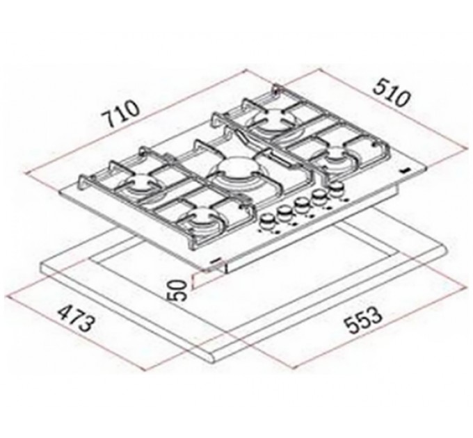 Газова варильна поверхня Teka CGW LUX 70 5G AI AL TR (40215706) чорний