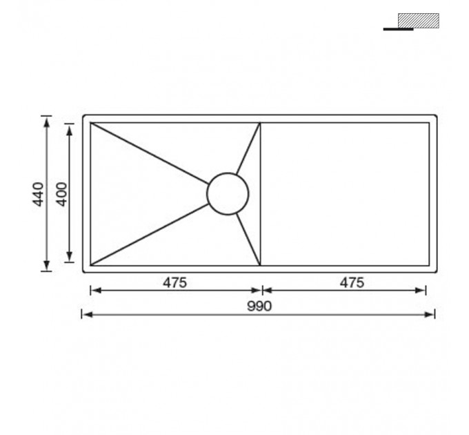Кухонная мойка CM Filoquadra Sottotop-undertop 99Х44 1V 12921