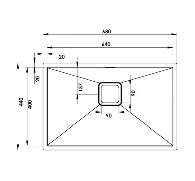 Кухонная мойка Fabiano Quadro 68 R10 (680x440) 1,20 мм