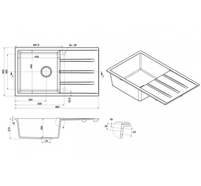 Кухонна мийка Fabiano Classic 86X50 XL Alpine White