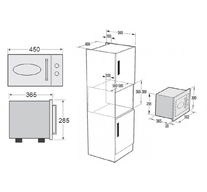 Мікрохвильова піч вбудована Fabiano FBMR 46 Burgundy