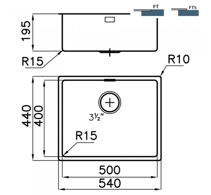 Кухонна мийка Foster KE flush-mount Bowls Gun Metal 54х44 2155 086