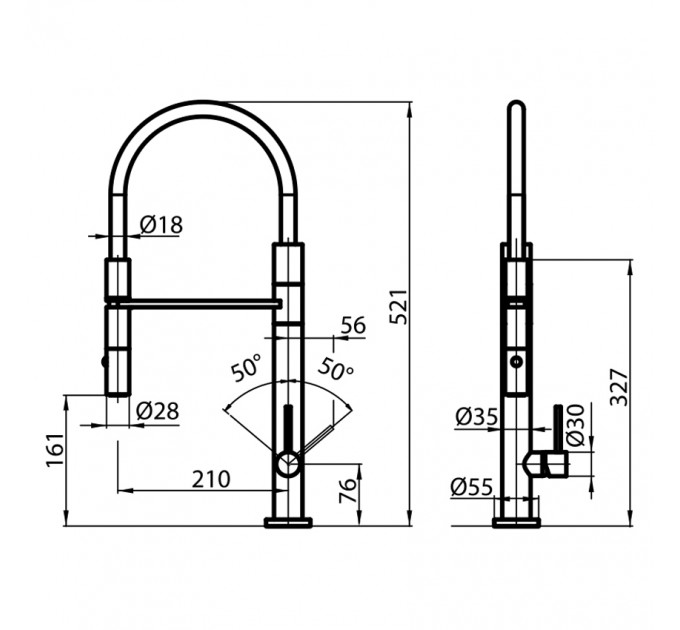 Змішувач кухонний Foster Tube 8477 100