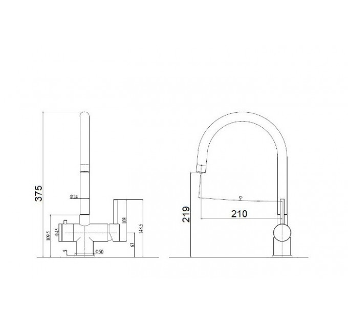 Смеситель кухонный Fabiano FKM 31.5 S/Steel Inox