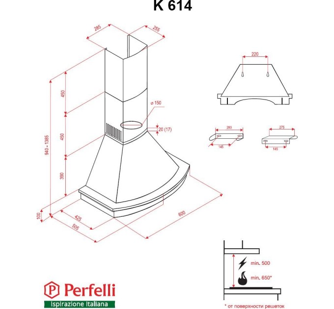 Витяжка кухонна Perfelli K 614 Black Country LED